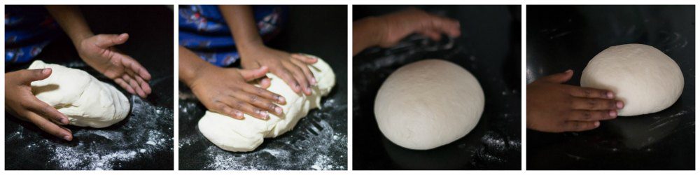 Easy-fast-rise-DIY-mini-pizza-project-for-childrens-party-kneading |kannammacooks.com #mini #pizza #diy #dough #from #scratch #fun #with #children #pizza #project - 15