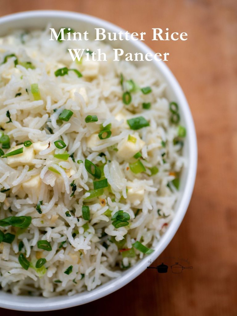Mint Butter Fried Rice With Paneer