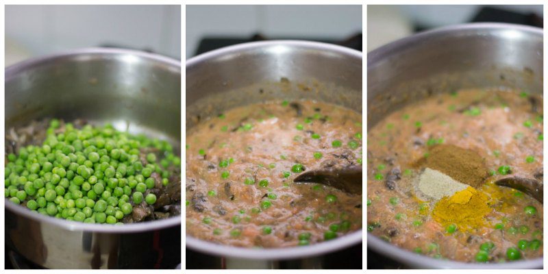 Mushroom-mattar-masala-recipe-add-peas