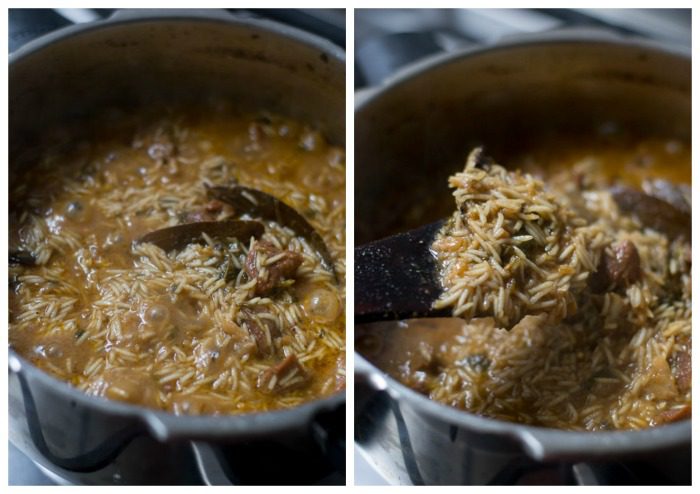 Tamil-style-mutton-biryani-half-cook