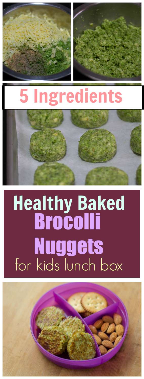 Healthy Brocolli Nuggets for kids lunch box. Baked Veggie Nuggets. Make kids eat more #Veggies. #easy #quick #5ingredients